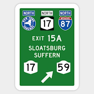 New York Thruway Northbound Exit 15A: Sloatsburg Suffern Rte 17 Sticker